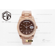 EW공장 데이데이트 40mm Flt Pres 로즈골드/로즈골드 브라운/바 EWF A2836