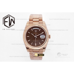 EW공장 데이데이트 40mm Flt Pres 로즈골드/로즈골드 브라운/바 EWF A2836