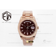 EW공장 데이데이트 40mm Flt Pres 로즈골드/로즈골드 브라운/다이아 EWF A2836