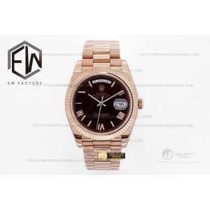 EW공장 데이데이트 40mm Flt Pres 로즈골드/로즈골드 브라운/로만n EWF A2836