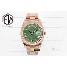 EW공장 데이데이트 40mm Flt Pres 로즈골드/로즈골드 그린/로만n EWF A2836