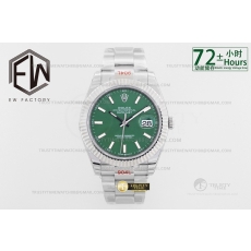 EW공장 데이트저스트 41mm 오이스터 스틸/스틸 그린/바 EWF A3235